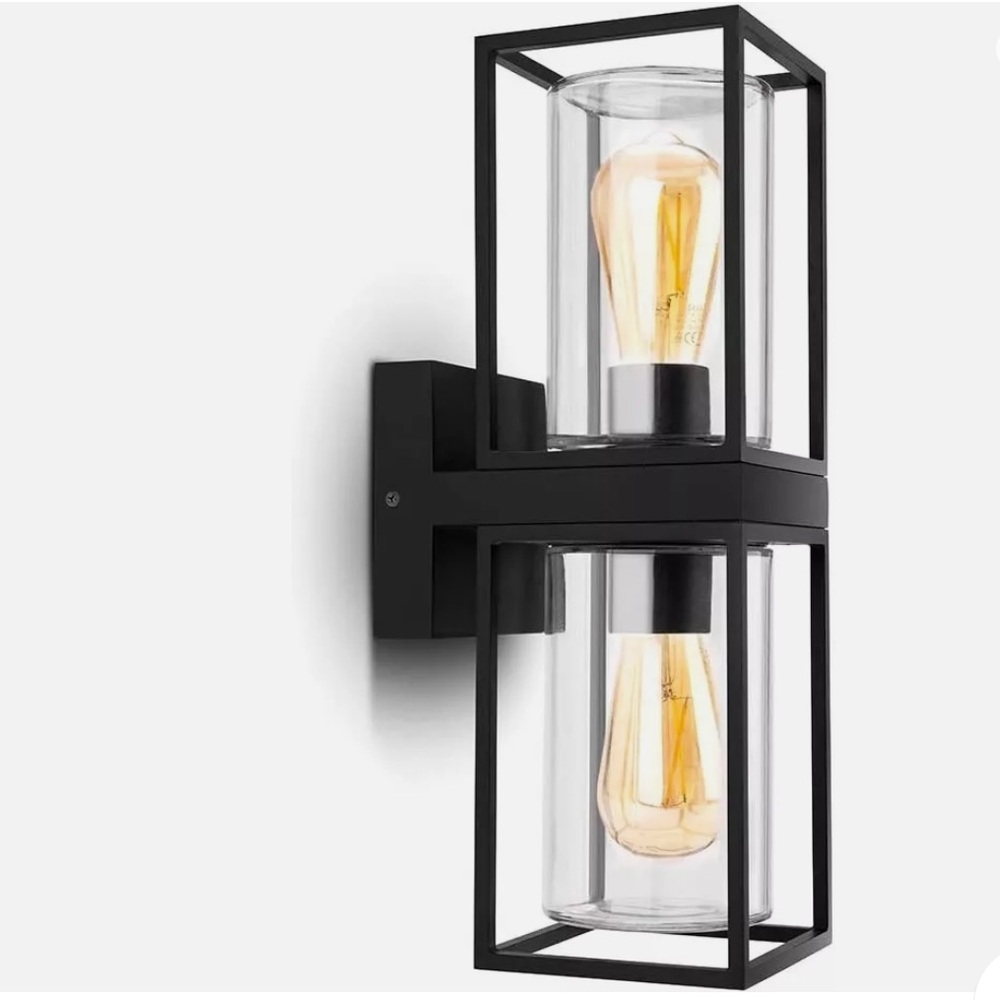LUTEC Flair 5288804012 UP and Down Outdoor Wall Sconce Modern Black Porch Light